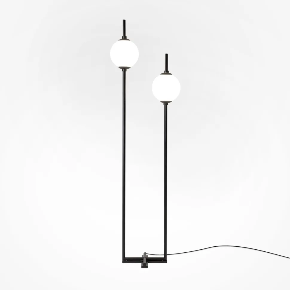 Stehlampe LED Metall Glas 150 cm Schwarz Weiß 750 lm