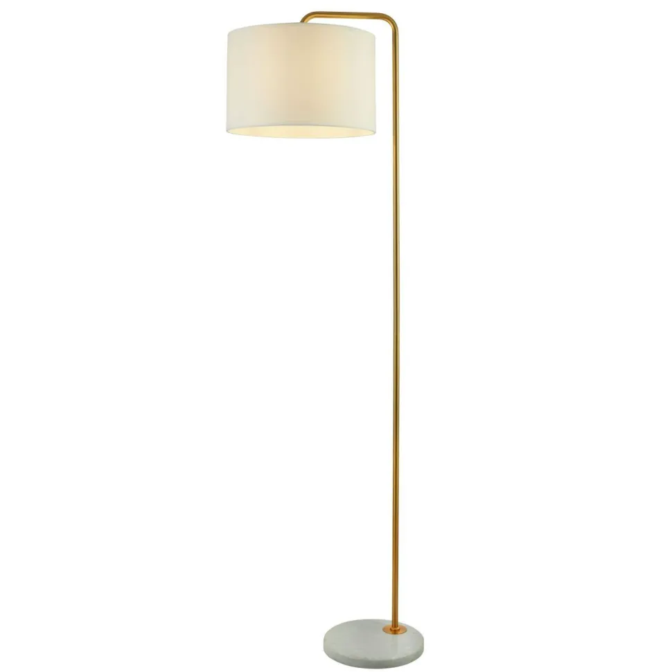 Stehlampe Marmor Sockel 155 cm klein Gold Antik Weiß E27