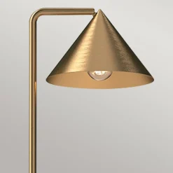 Stehlampe Metall 148,8 cm hoch in Gold E27 Dimmer Schalter