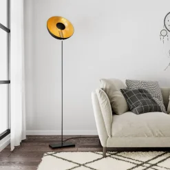 Stehlampe Metall 171 cm in Schwarz Gold E27 ANJA