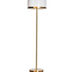 Stehlampe Metall Glas 150 cm hoch in Messing Weiß E27