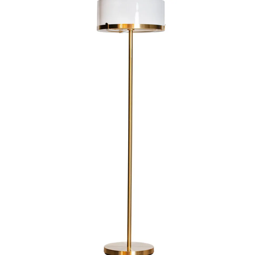 Stehlampe Metall Glas 150 cm hoch in Messing Weiß E27