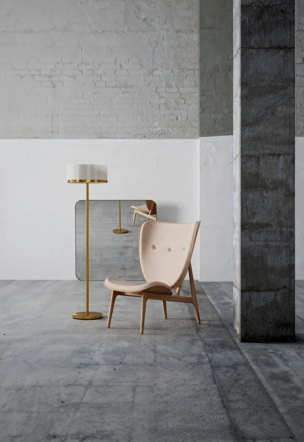 Stehlampe Metall Glas 150 cm hoch in Messing Weiß E27