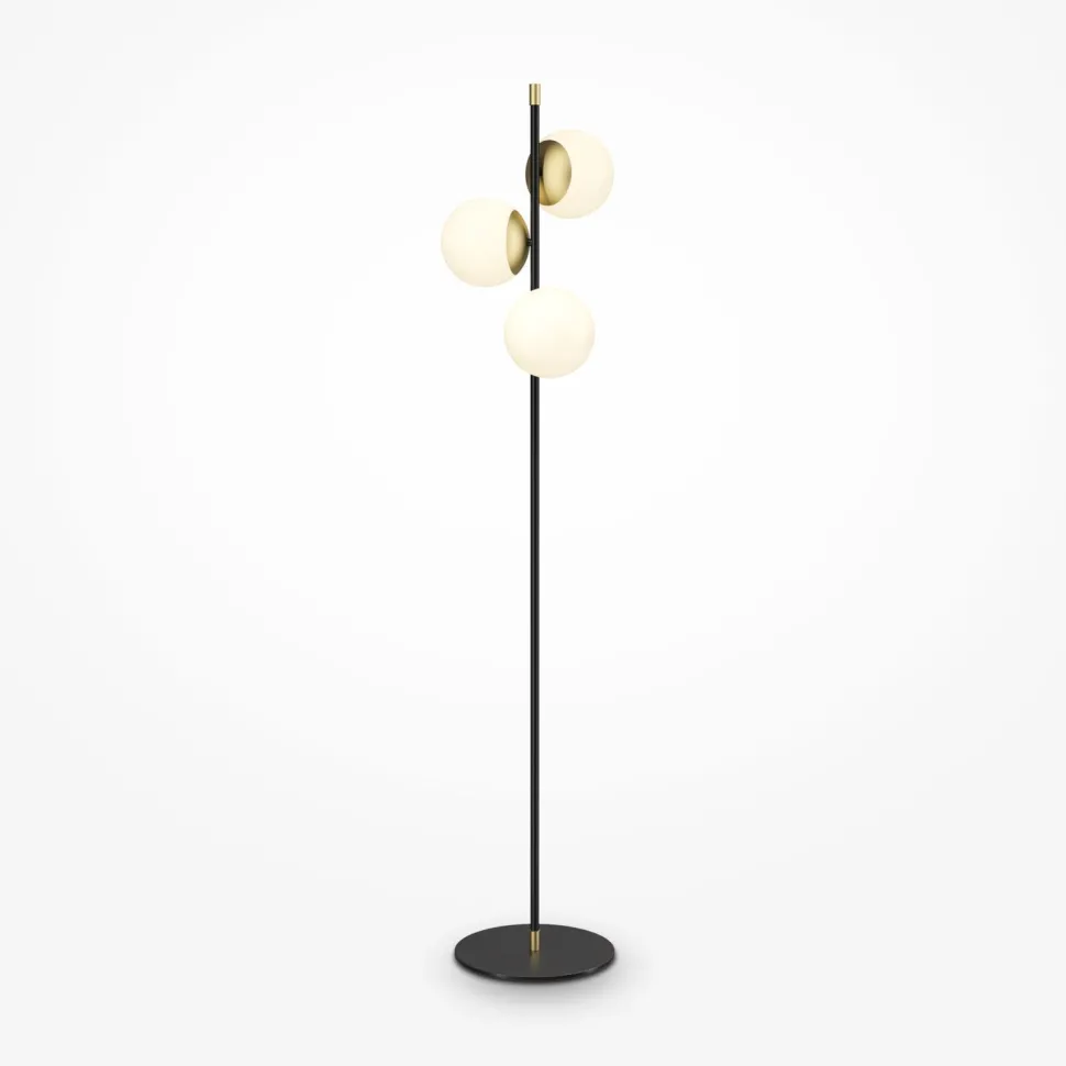 Stehlampe Metall Glas 150 cm hoch in Gold Weiß Schwarz