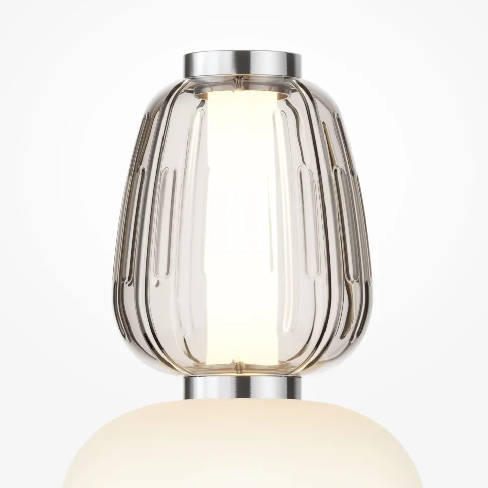 Stehlampe Metall Glas LED 165,5 cm hoch Chrom Weiß Grau