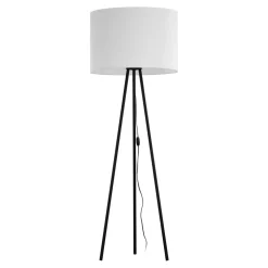 Stehlampe Metall Stoff 165 cm Dreibein Schwarz Weiß E27
