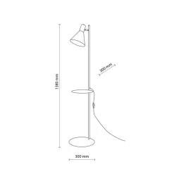 Stehlampe mit Ablage E27 verstellbarer Schirm Schwarz 138 cm