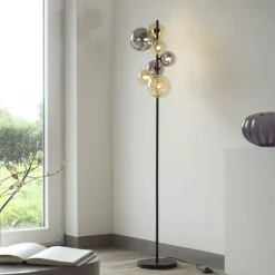 Stehlampe Rauchgrau Bernstein Glas 155 cm G9 2100 lm