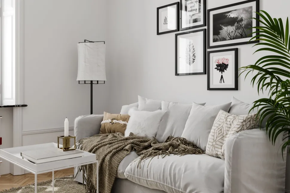 Stehlampe Stoff Metall E27 150 cm hoch Schwarz Weiß