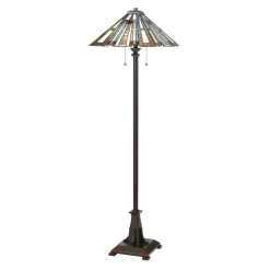 Stehlampe Tiffany Stil 157,8 cm hoch Zugschalter 2x E27