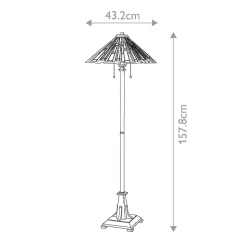 Stehlampe Tiffany Stil 157,8 cm hoch Zugschalter 2x E27