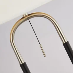 Stehlampe Weiß Silber 161 cm E27 Zugschalter Stoff Metall