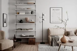 Stehlampe Wohnzimmer 160 cm Schwarz Weiß Metall Glas 4x G9