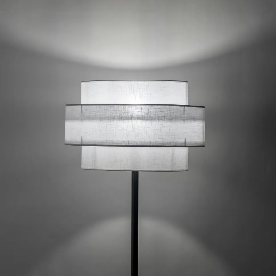 Stehleuchte 155 cm Schwarz Weiß Ø 50 cm Metall Stoff E27