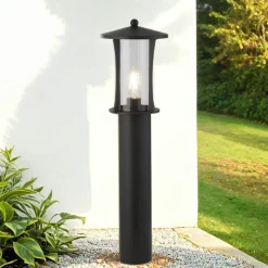 Stehleuchte außen IP44 73 cm E27 Schwarz Alu Glas Garten