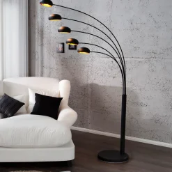 Stehleuchte 205cm Retro flexibel Kugel Schwarz