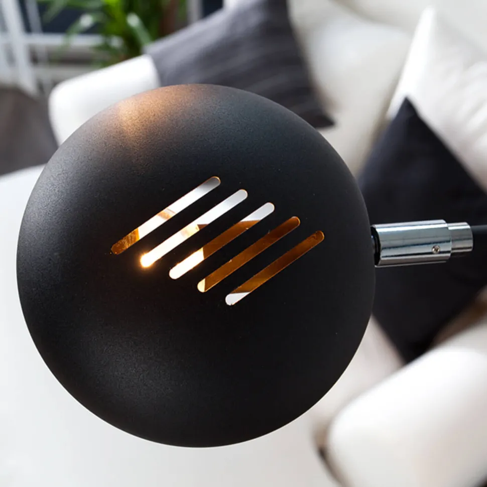 Stehleuchte 205cm Retro flexibel Kugel Schwarz