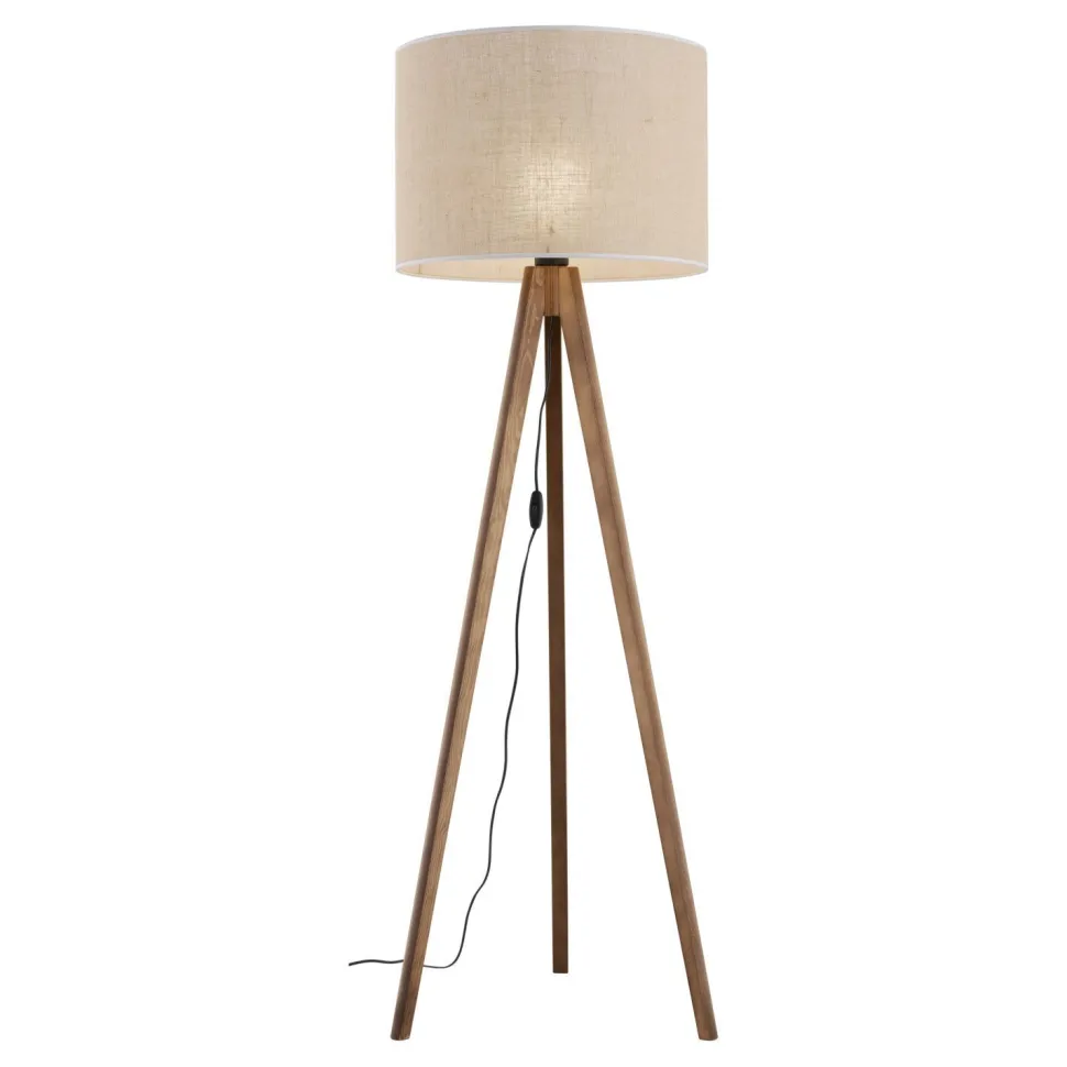 Stehleuchte Dreibein 145 cm Holz Stoff E27 NOLAN