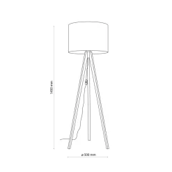 Stehleuchte Dreibein 145 cm Holz Stoff E27 NOLAN