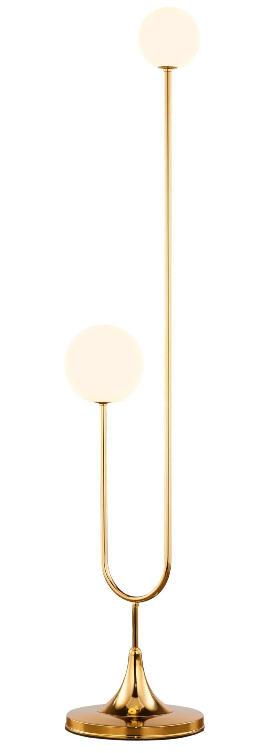 Stehleuchte Echt-Messing Glas 136 cm in Gold Weiß G9