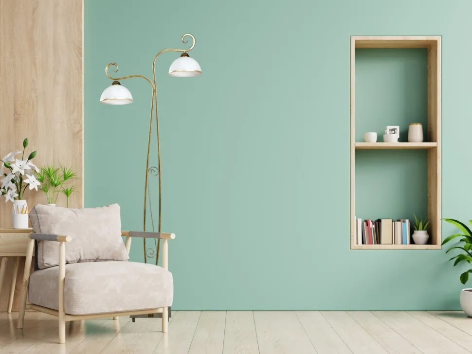 Stehleuchte Gold Antik Weiß Metall Glas 2-flammig