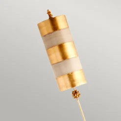 Stehleuchte groß 195,9 cm Metall Stoff E27 Modern Gold Taupe