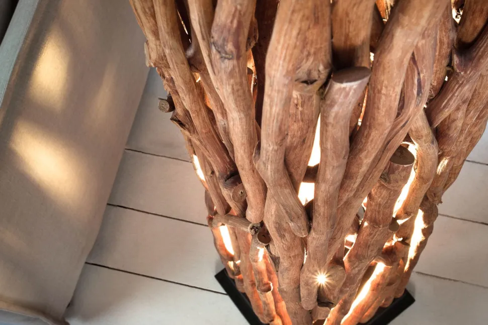 Stehleuchte Holz Schwarz Natur 173 cm GU10 gemütlich