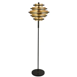 Stehleuchte LED in Schwarz Gold 2700 K warmweiß Metall