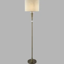 Stehleuchte Messing Antik Natur 165 cm E27 Metall Stoff