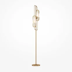 Stehleuchte Metall 161,5 cm in Gold Weiß (Stein) G9