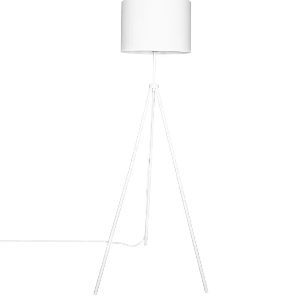 Stehleuchte Metall Stoff 145 cm hoch Tripod Weiß E27