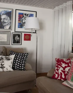 Stehleuchte mit Lesearm 157cm Chrom Weiß E27 LED Stoff Metall