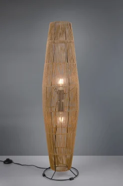 Stehleuchte Papier Metall Schwarz Braun E27 103 cm