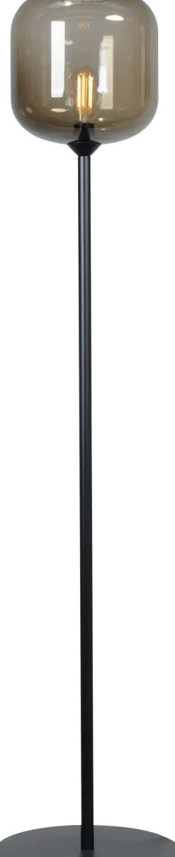 Stehleuchte Rauchglas Metall 165 cm Schwarz ELYA