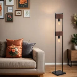 Stehleuchte Schwarz Braun 148 cm niedrig Metall