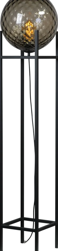 Stehleuchte Schwarz Metall Glas klein 127 cm Wohnzimmer