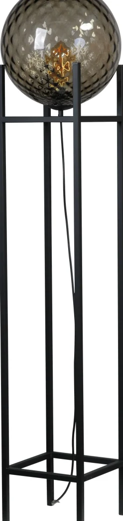 Stehleuchte Schwarz Metall Glas klein 127 cm Wohnzimmer