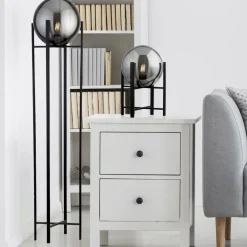 Stehleuchte Schwarz Rauchgrau E27 159 cm Glas Metall