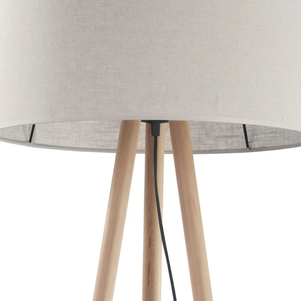 Stehleuchte Skandinavisch Holz Stoff Dreibein 146 cm