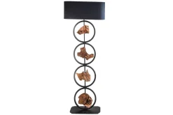 Stehleuchte Stoff Holz Schwarz 147 cm E27 blendarm