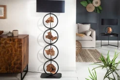 Stehleuchte Stoff Holz Schwarz 147 cm E27 blendarm