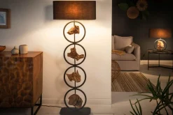 Stehleuchte Stoff Holz Schwarz 147 cm E27 blendarm