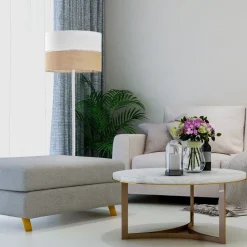 Stehleuchte Weiß Braun 159 cm Jute Stoff Metall Boho