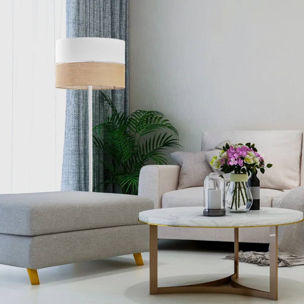 Stehleuchte Weiß Braun 159 cm Jute Stoff Metall Boho