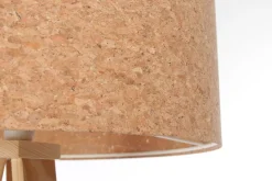 Stehleuchte Wohnzimmer 146 cm Dreibein Holz Kork E27