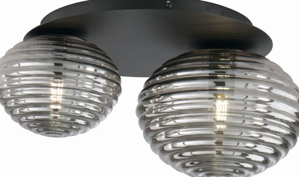 Stilvolle Deckenleuchte Rauchglas 2-flmg E27 dekorativ