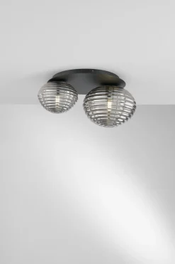 Stilvolle Deckenleuchte Rauchglas 2-flmg E27 dekorativ