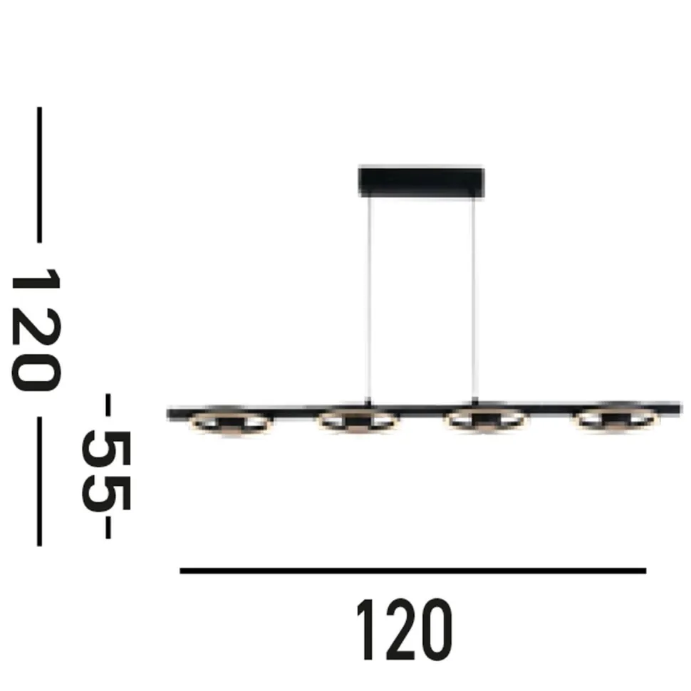 Stilvolle LED Hängeleuchte Metall Schwarz 3000 K Ringe