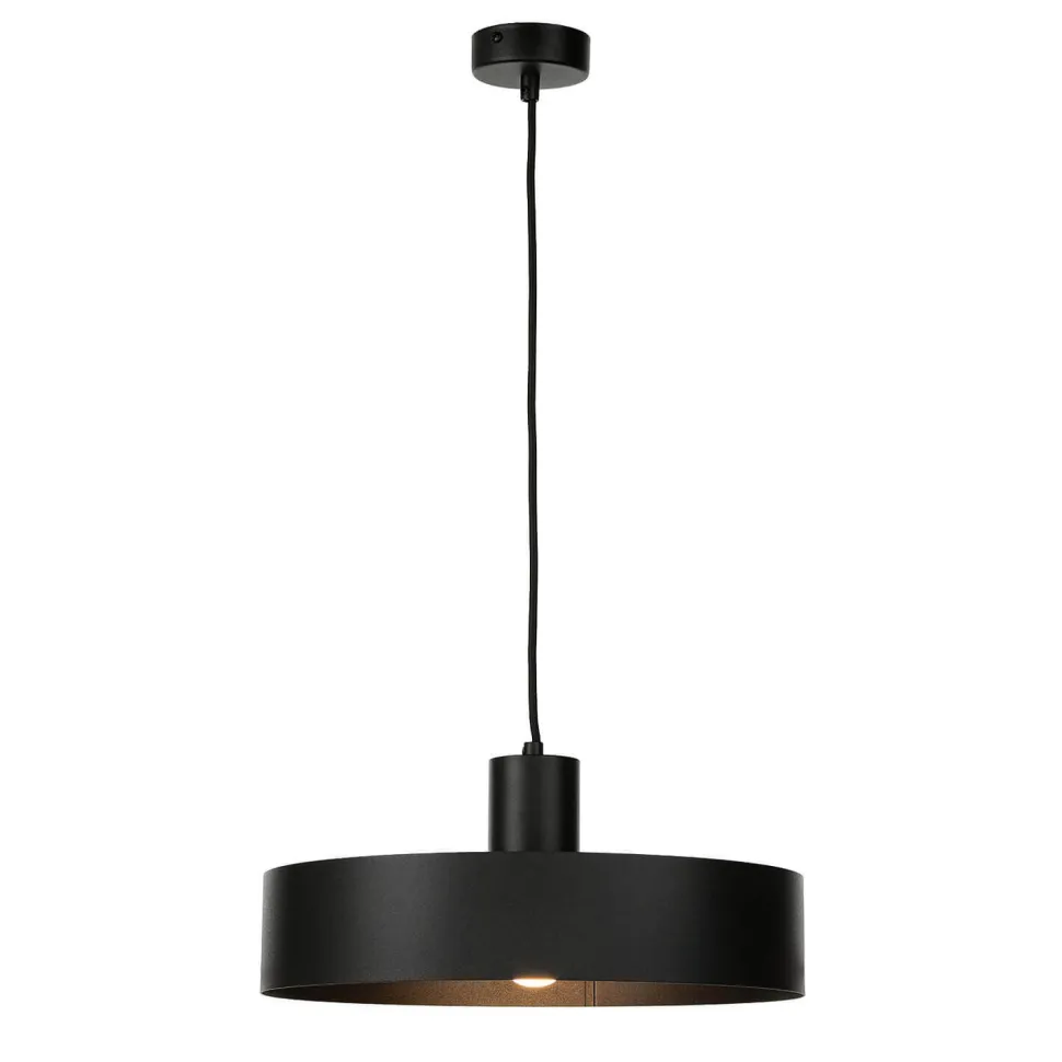 Stilvolle Pendellampe Rif Schwarz breiter Schirm