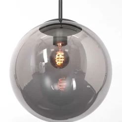 Stilvolle Pendelleuchte Schwarz Rauchgrau E27 Ø25 cm